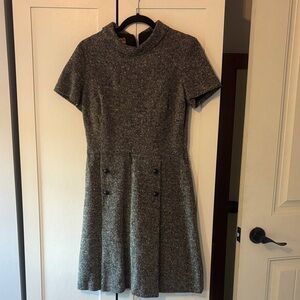 Women’s Short Sleeve vintage Tweed A-Line Dress - Gray